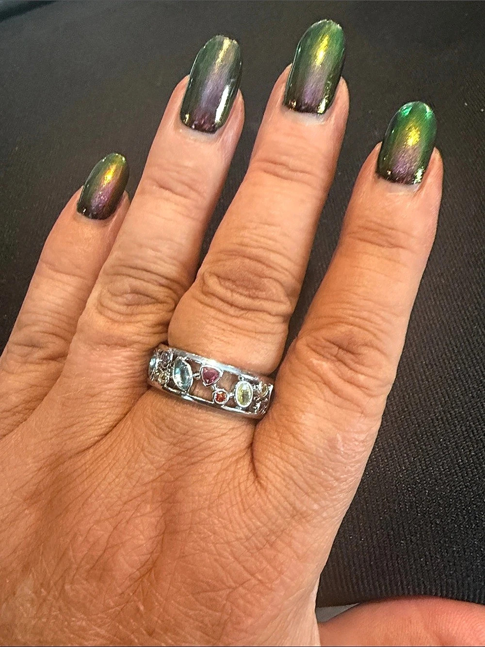 Multicolor Gemstone Statement Ring Size 8 Like New